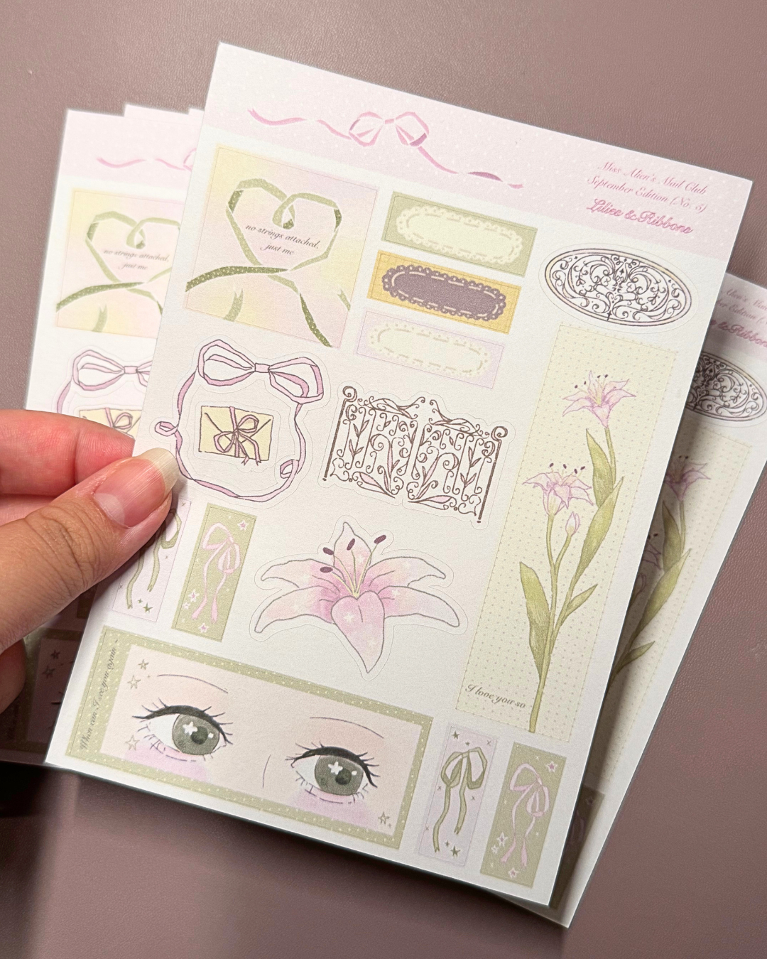 Lilies & Ribbons Sticker Sheet