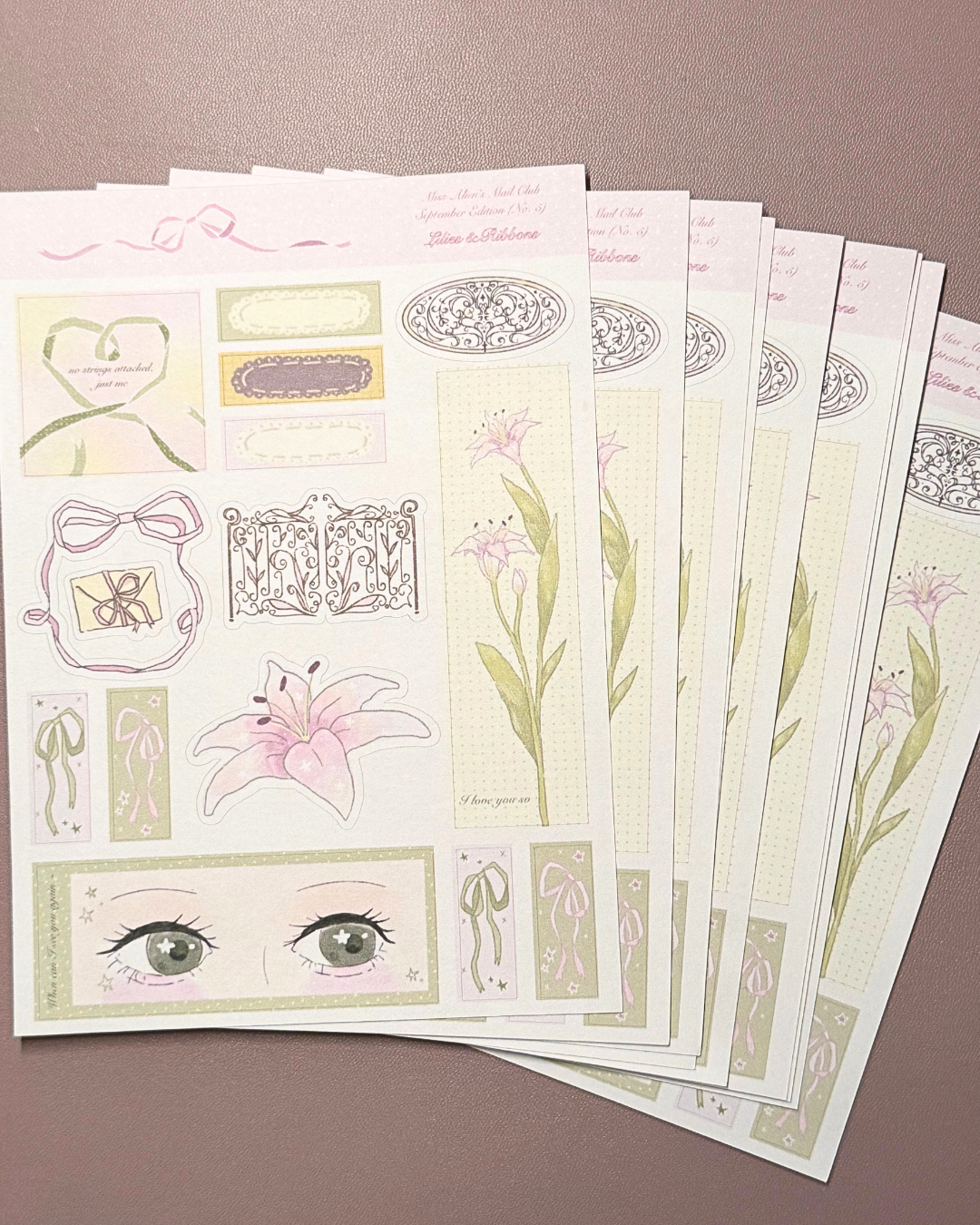 Lilies & Ribbons Sticker Sheet